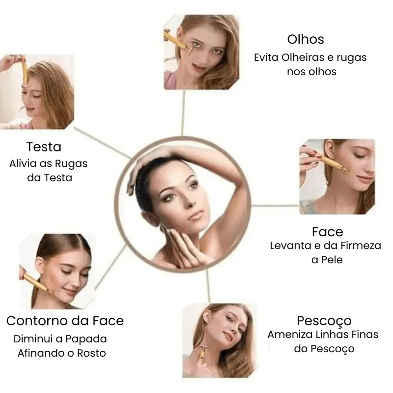 Aparelho Massageador Facial Portátil Vibratório 24k