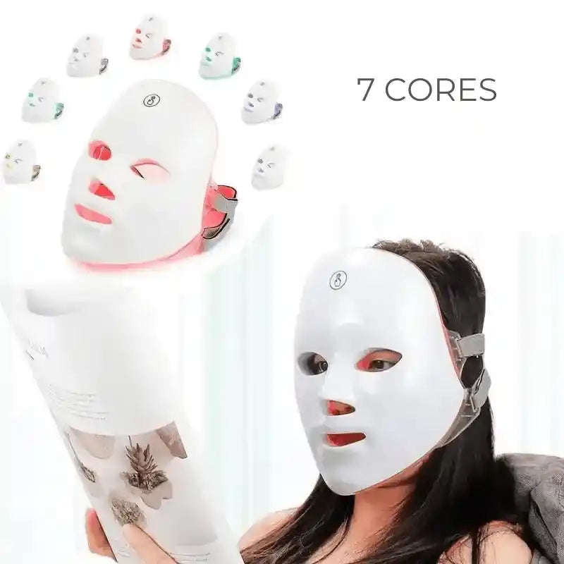 Máscara Led Facial 7 Cores Tratamento Fototerapia