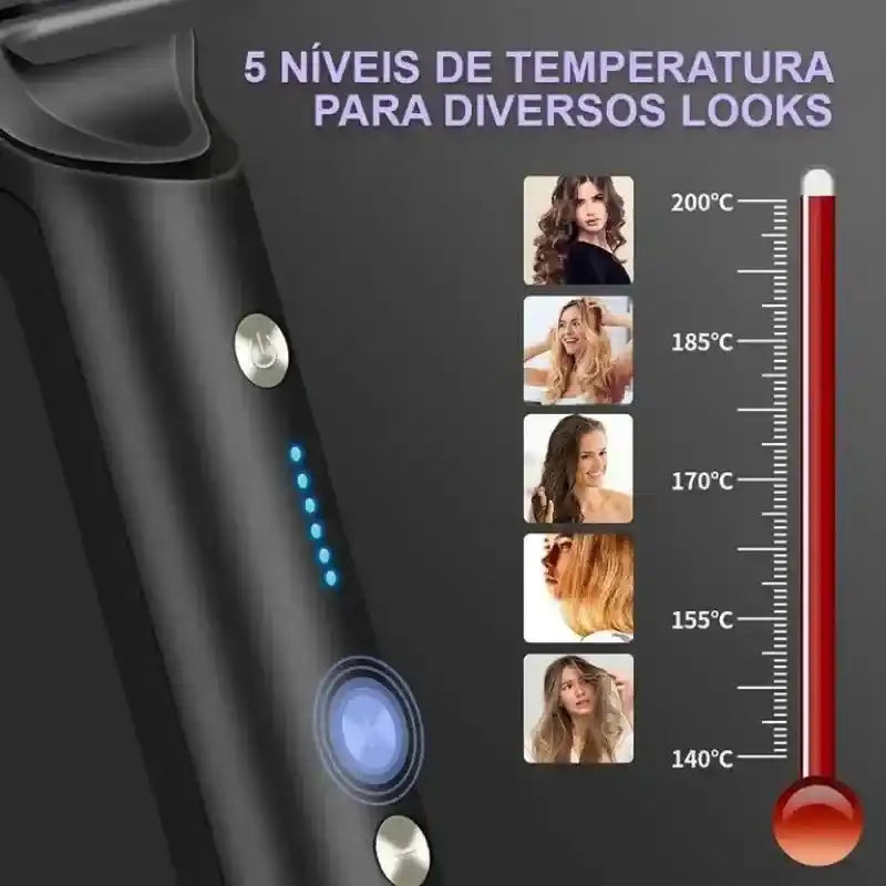 Escova Alisadora Bivolt 3 em 1 Alisa Hidrata Modela e Anti-Frizz - 5 Níveis de Temperatura