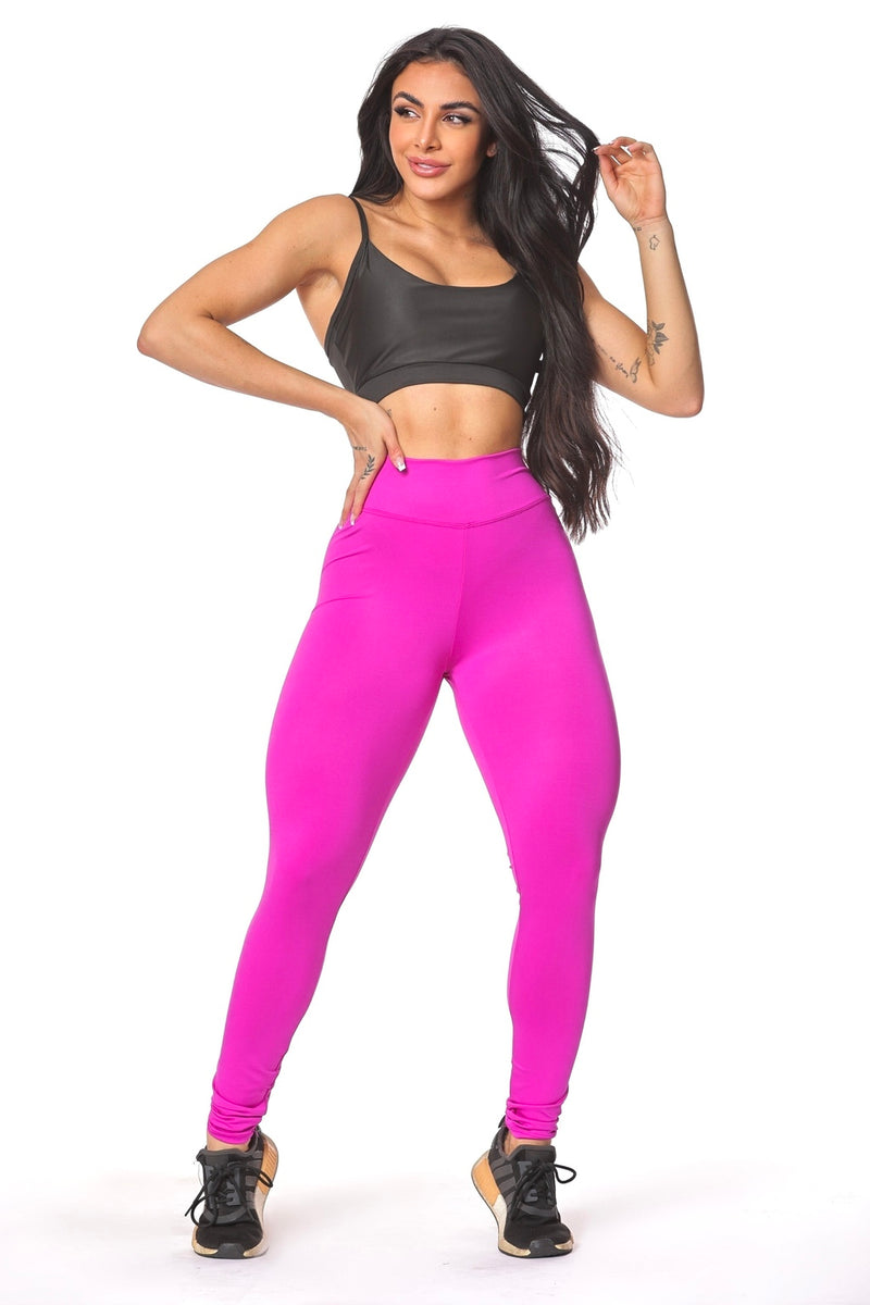 Conjunto Legging Empina Elástico com Top Básico Alça Suplex de Poliéster