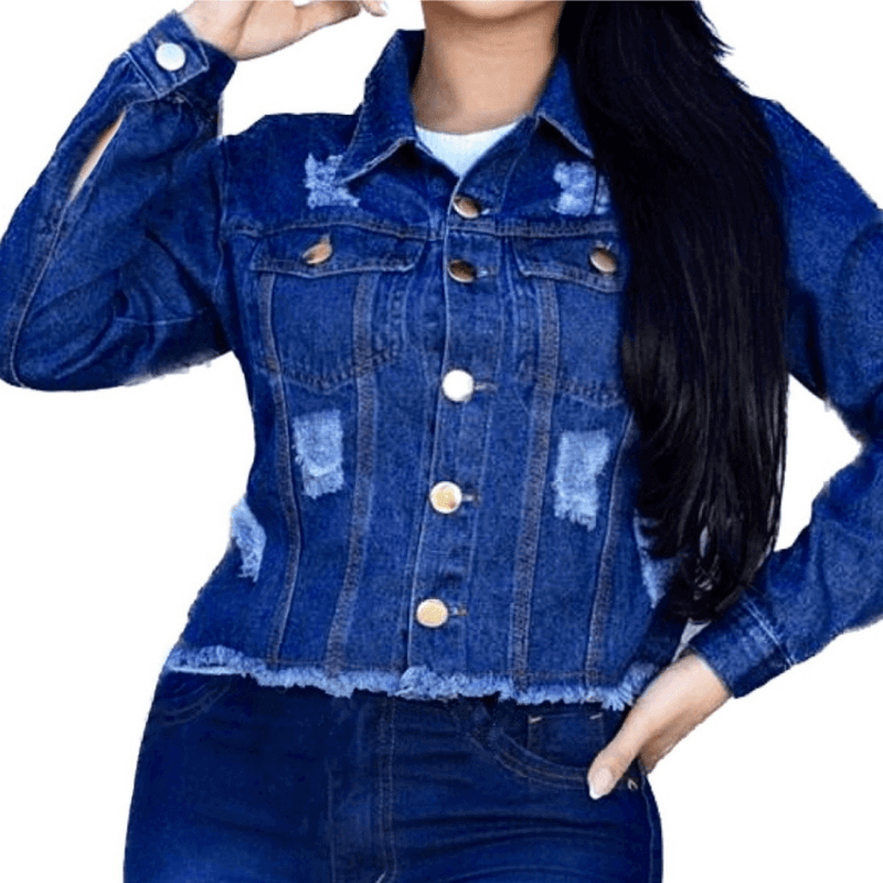 Jaqueta Feminina Jeans Manga Longa Luana