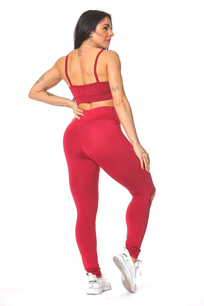 Conjunto Legging Vazada Joelho com Top Gota de Alça