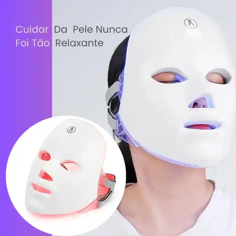 Máscara Led Facial 7 Cores Tratamento Fototerapia