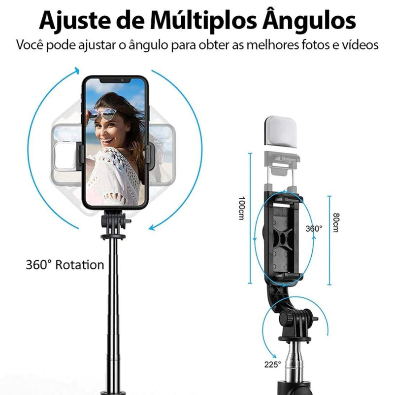 Tripé Selfie 4 em1 Com Luz Integrada - Selfie 360