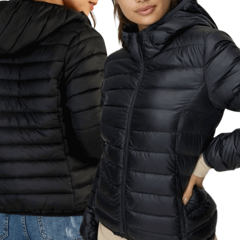 Jaqueta Feminina Bobojaco Puffer com Capuz e Bolso - Conforto e Estilo