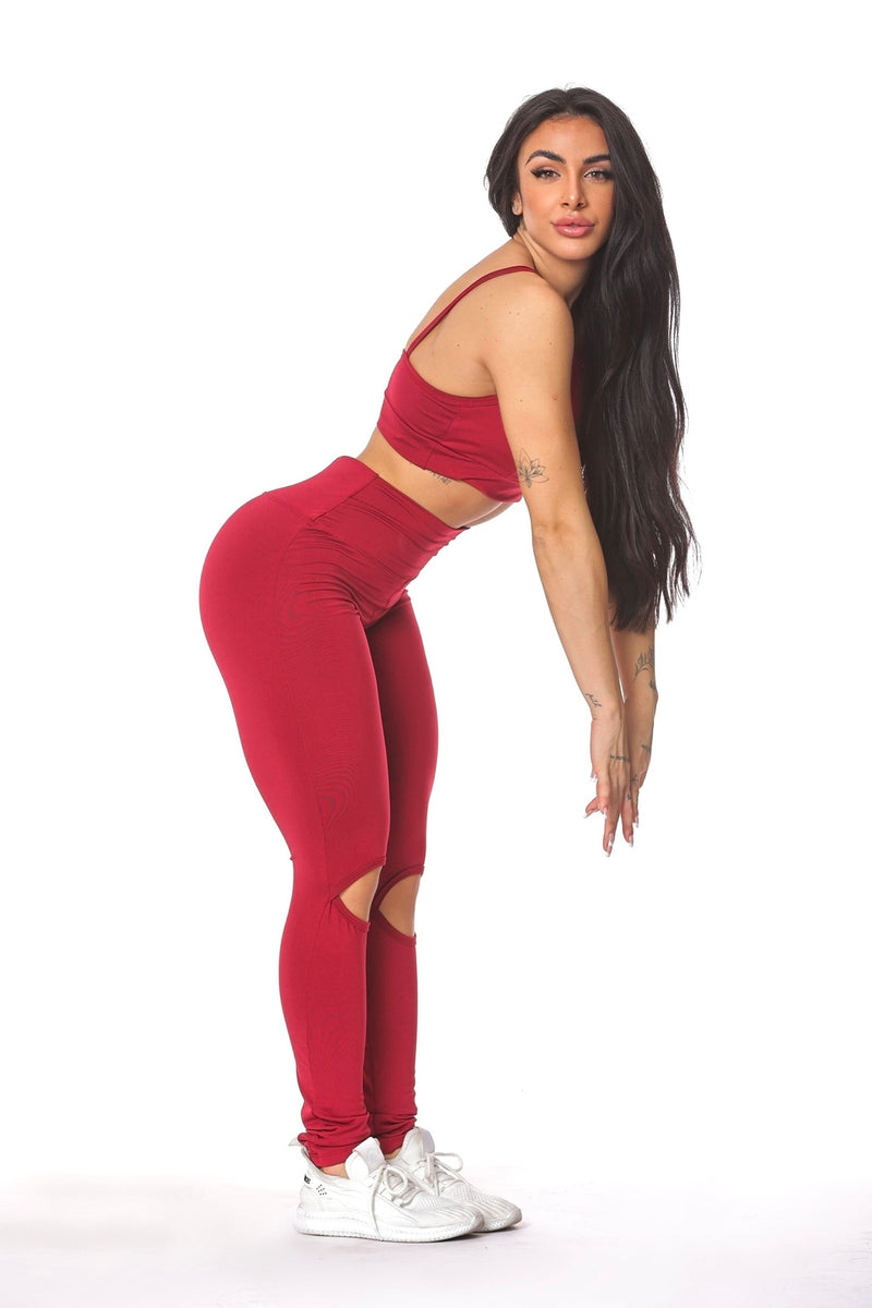 Conjunto Legging Vazada Joelho com Top Gota de Alça