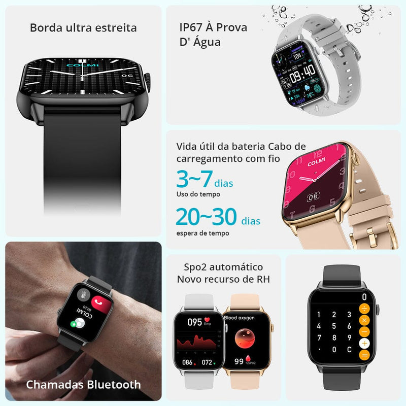 Smartwatch Wellness À Prova D'Água Bateria 7 dias - Cuida Da Sua Saúde e Bem Estar