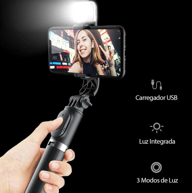 Tripé Selfie 4 em1 Com Luz Integrada - Selfie 360