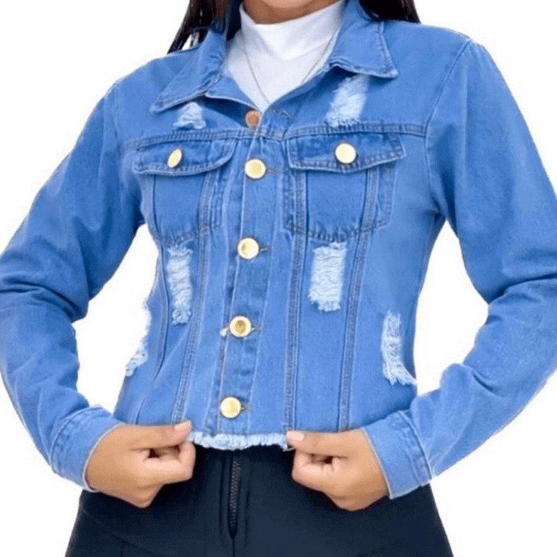 Jaqueta Feminina Jeans Manga Longa Luana